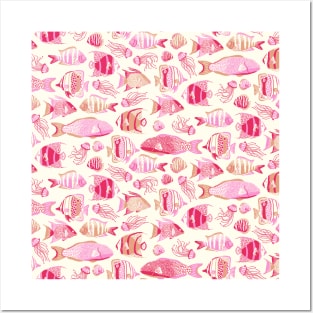 Pink Funky Fishes Posters and Art